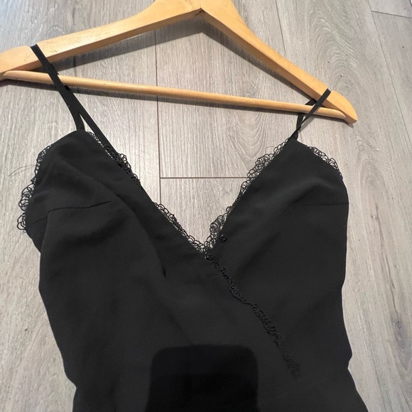 Black Lace Trim Jumpsuit - Picture 2 of 4